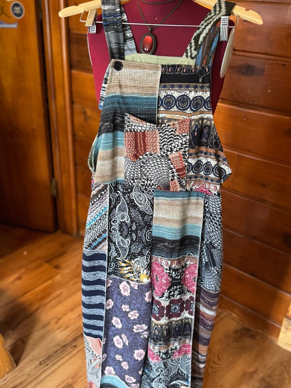 YAK N YETI NWT Bohemian Patchwork Ovetalls- Multicolor